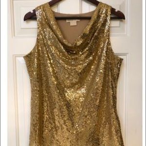 Michael Kors Gold Sequin Sleeveless Tank Top MK M